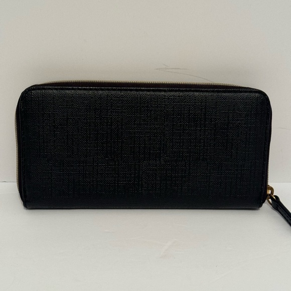 Fossil Leather Zip Around Accordion Wallet Black - Picture 3 of 10